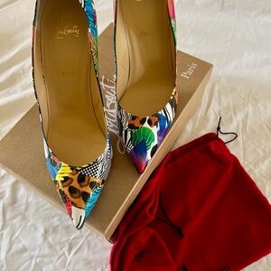 Christian Louboutin Patent Sapeur Hot Chick 100 Pumps